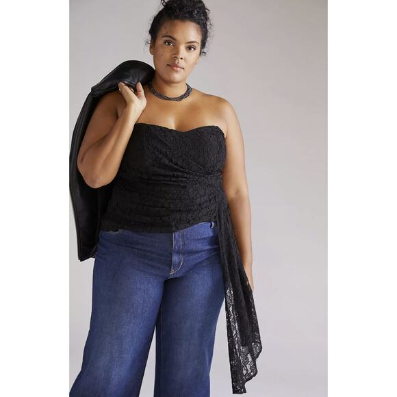 NEW Anthropologie Mare Mare Corseted Black Lace Tube Top - 1X Plus - Picture 1 of 9